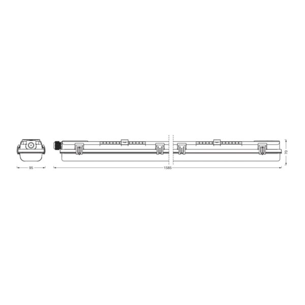 LEDVANCE Luminaire pour pièces humides Submarine PCR 150 G13 T8 2x 20W LEDVANCE