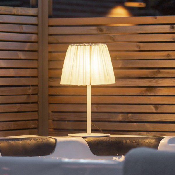 PR Home Lampe de table d’extérieur Agnar, blanc / beige, 57 cm PR Home