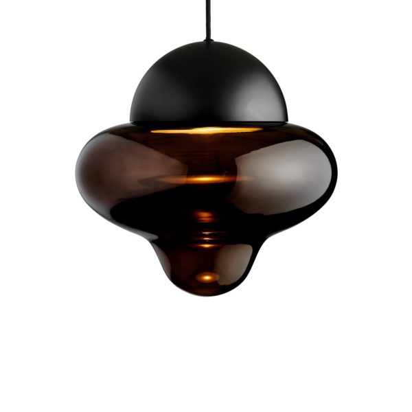 DESIGN BY US Suspension LED Nutty XL, brun / noir, Ø 30 cm, verre DESIGN BY US
