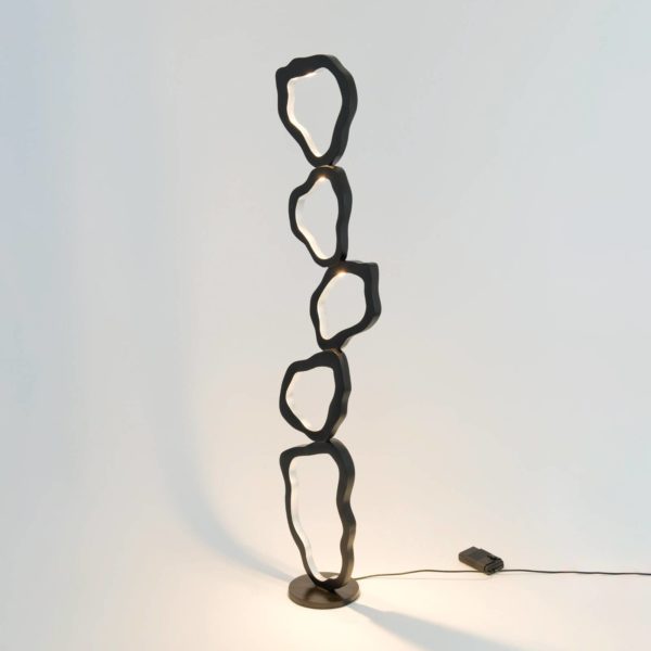 Holländer Lampe sur pied LED Infernale, noir/argent, 5 lampes, fer Holländer