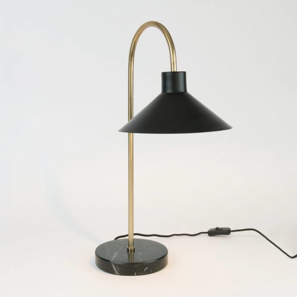 Holländer Lampe à poser Oktavia, noir/doré, hauteur 58 cm, marbre Holländer