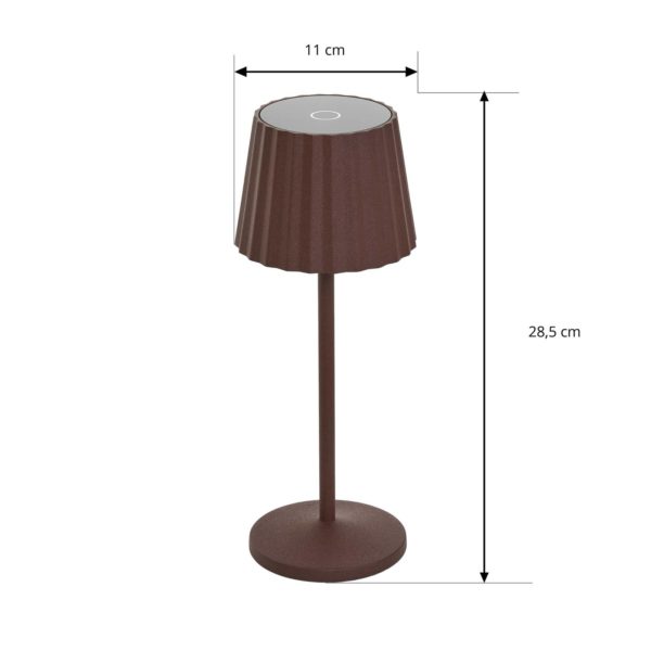 Lindby Lampe de table LED à accu Esali, brun rouille, set de 2 pièces LINDBY