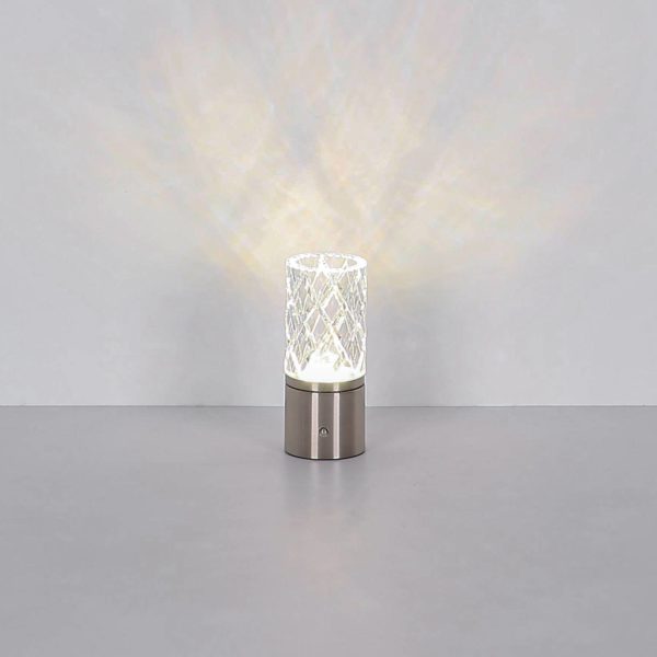 Globo Lampe de table LED rechargeable Lunki, couleur nickel, hauteur 19 cm, CCT Globo