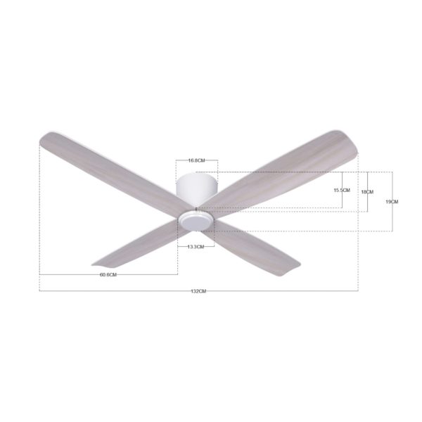 Beacon Lighting Beacon Ventilateur de plafond Fraser blanc/chêne DC silencieux Ø 132 cm Beacon Lighting
