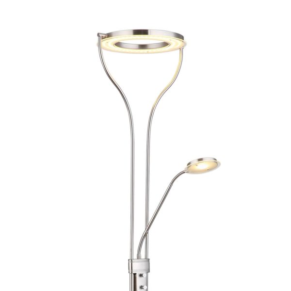 Globo Lampe sur pied LED Ebro, hauteur 194 cm, couleur nickel, à 2 lampes… Globo