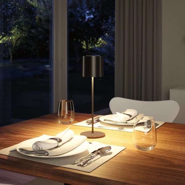 Paulmann Lampe de table LED à accu Tuni, noir, plastique, IP44 Paulmann