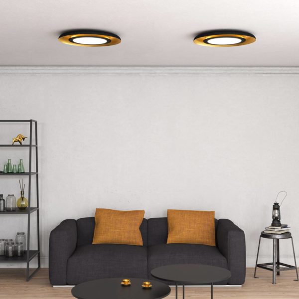 ACB ILUMINACIÓN Plafonnier LED Shiitake, noir/doré ACB ILUMINACIÓN