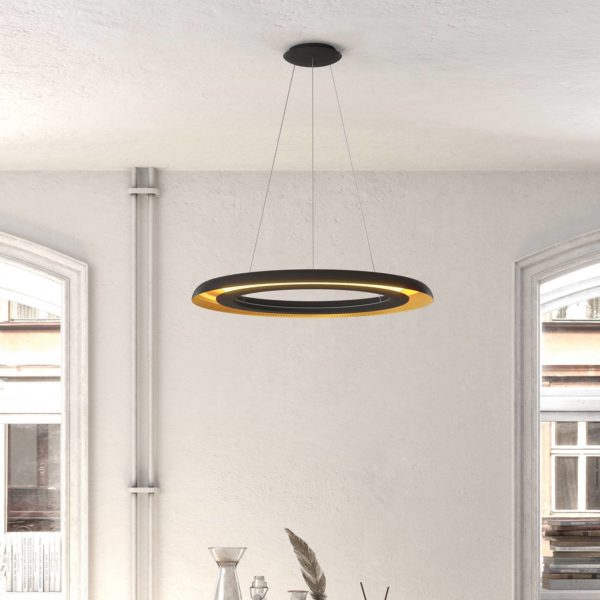 ACB ILUMINACIÓN Suspension LED Shiitake, noire/dorée ACB ILUMINACIÓN