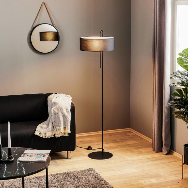 ACB ILUMINACIÓN Lampadaire en tissu Clip, noir, hauteur 150 cm ACB ILUMINACIÓN