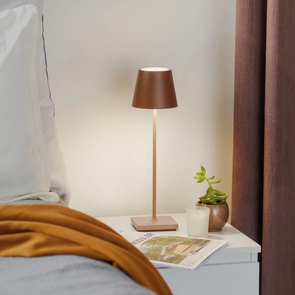 Zafferano Poldina Lampe à poser LED Batterie, mate, marron Zafferano