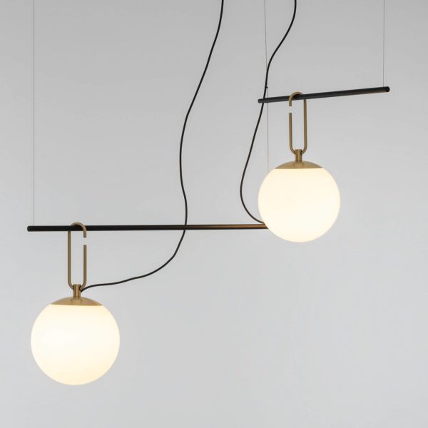 Artemide nh S3 2 suspension en verre à 2 lampes Artemide