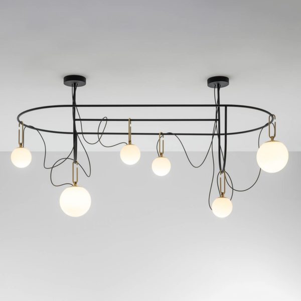 Artemide nh S5 suspension en verre, à 6 lampes Artemide