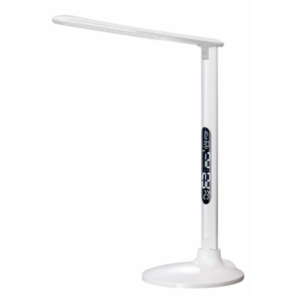 Aluminor Lampe de bureau LED Success avec horloge, blanche Aluminor