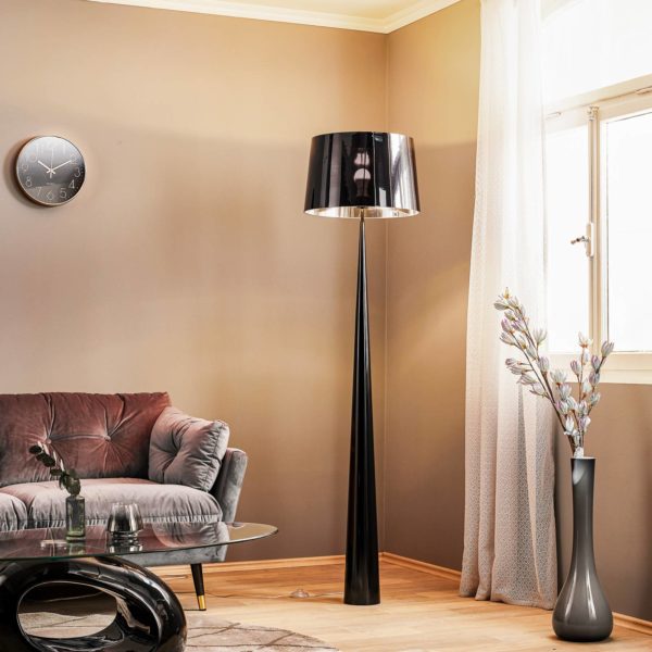 Aluminor Lampadaire Totem LS à la finition chromée, noir Aluminor