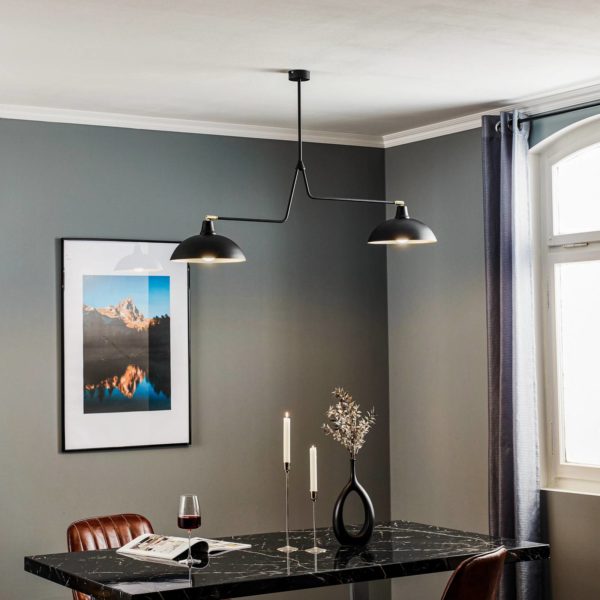 ALDEX Suspension 1036, à 2 lampes, noire-dorée ALDEX