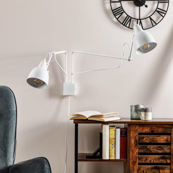ALDEX Applique 1002 avec prise, à 2 lampes, blanche ALDEX