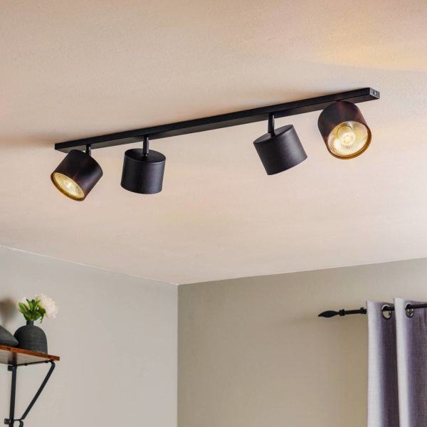 ALDEX Spot pour plafond Bot, noir, à quatre lampes ALDEX