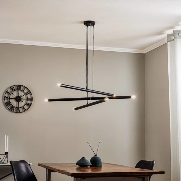 ALDEX Suspension Tubo, noire, à 6 lampes ALDEX
