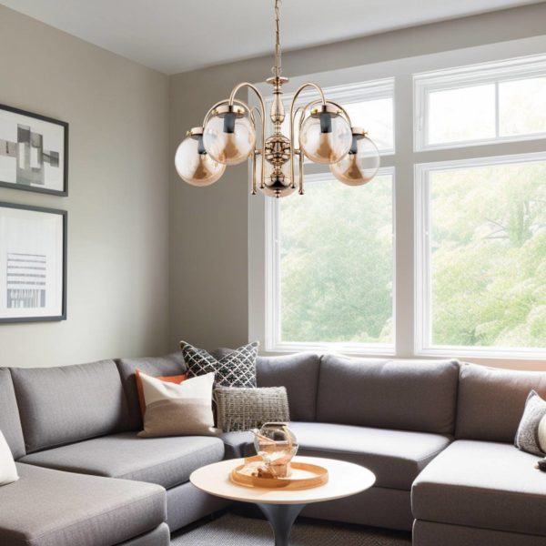 Alfa Lustre Hector, doré, à cinq lampes Alfa