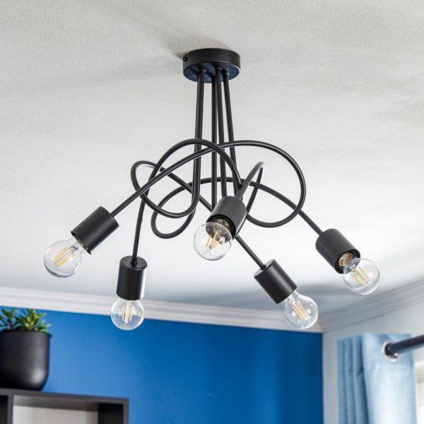Alfa Plafonnier Tarnow à 5 lampes, noir Alfa
