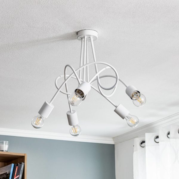 Alfa Plafonnier Tarnow à cinq lampes, blanc Alfa