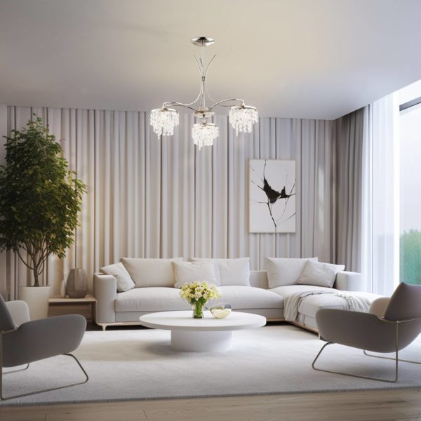 Alfa Plafonnier Kalea 3 lampes, pierres décoratives Alfa