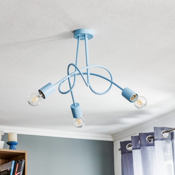 Alfa Plafonnier Tarnow trois lampes, bleu Alfa