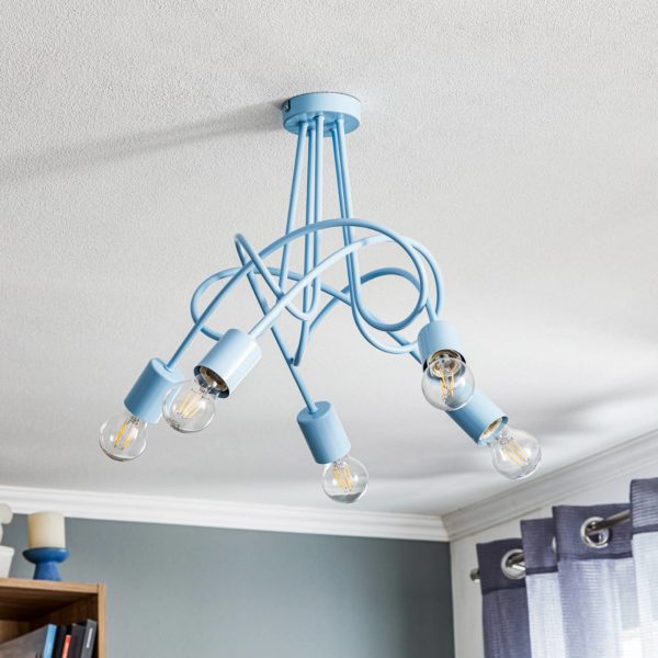 Alfa Plafonnier Tarnow à 5 lampes bleu Alfa