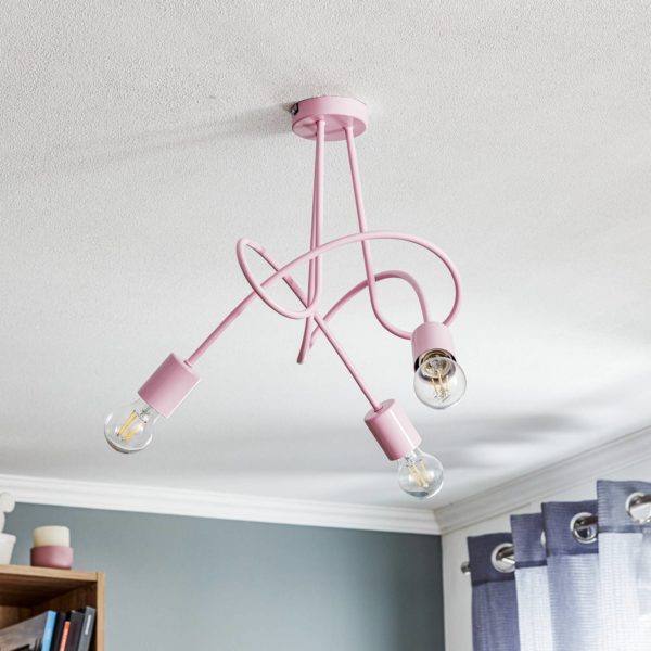 Alfa Plafonnier Tarnow trois lampes, rose Alfa