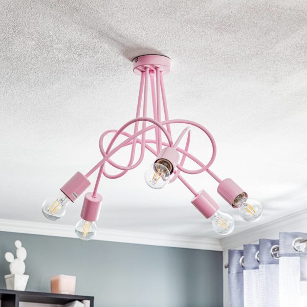 Alfa Plafonnier Tarnow à 5 lampes, rose Alfa
