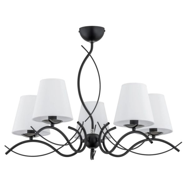 Alfa Lustre Monza à cinq lampes, noir Alfa
