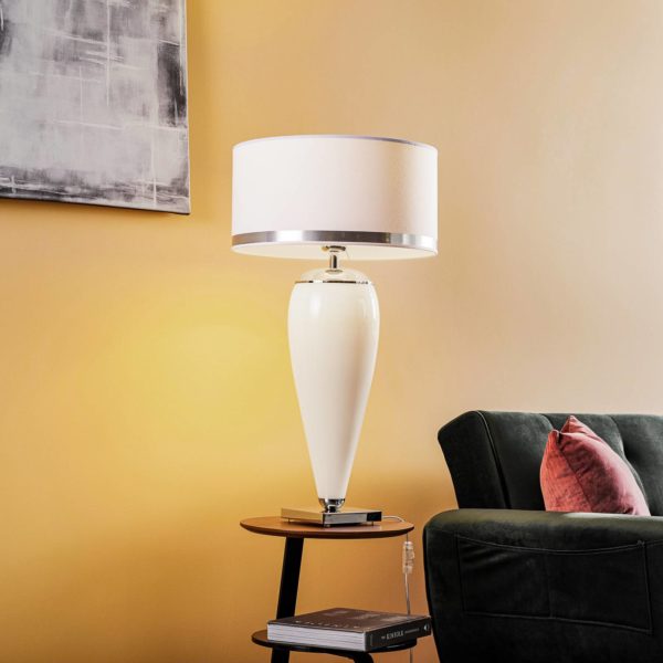 Argon Lampe à poser Lund blanche/opale, hauteur 70 cm Argon
