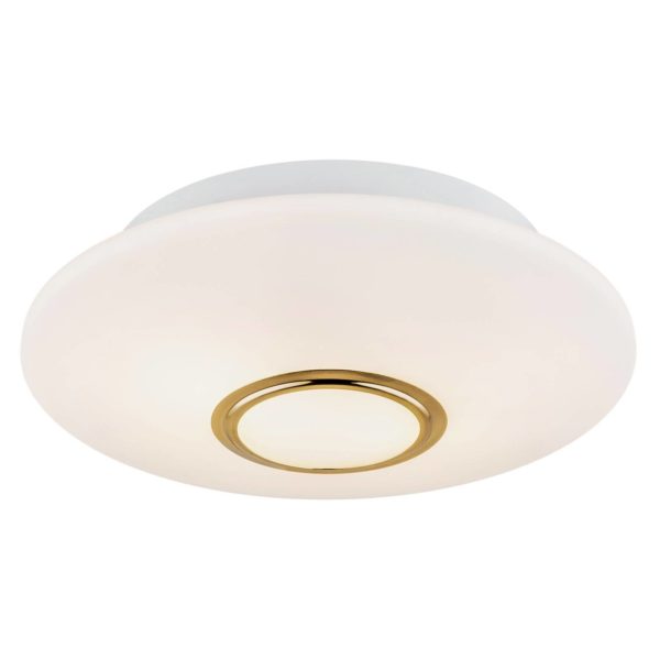 Argon Plafonnier Cyril en verre, blanc et laiton Argon
