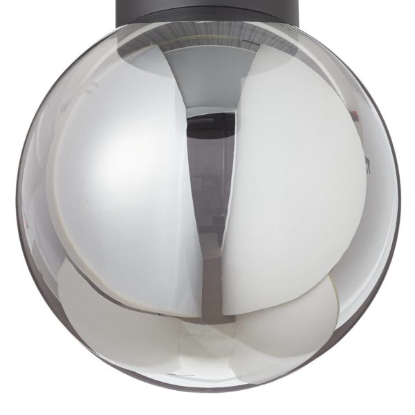 Brilliant Plafonnier Astro, verre sphère, gris fumée, Ø25 cm Brilliant