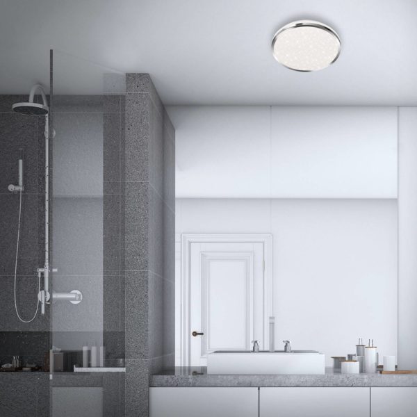 Briloner Plafonnier LED Acorus, IP44, décor étoiles, Ø 28 cm Briloner