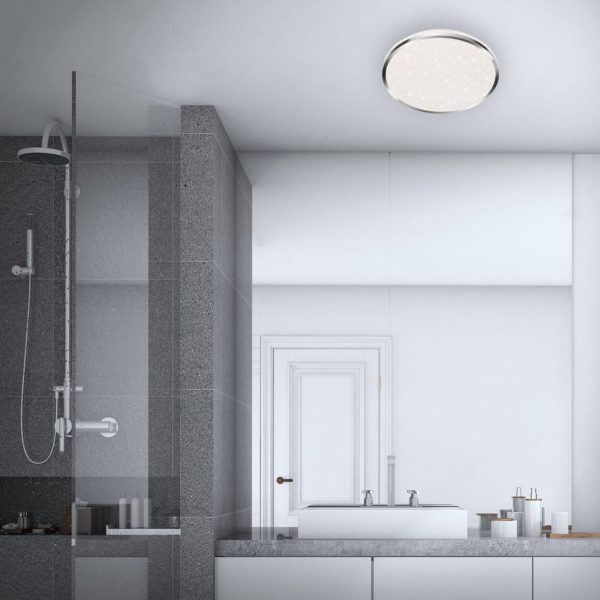 Briloner Plafonnier LED Acorus, IP44, décor étoiles, Ø 33 cm Briloner