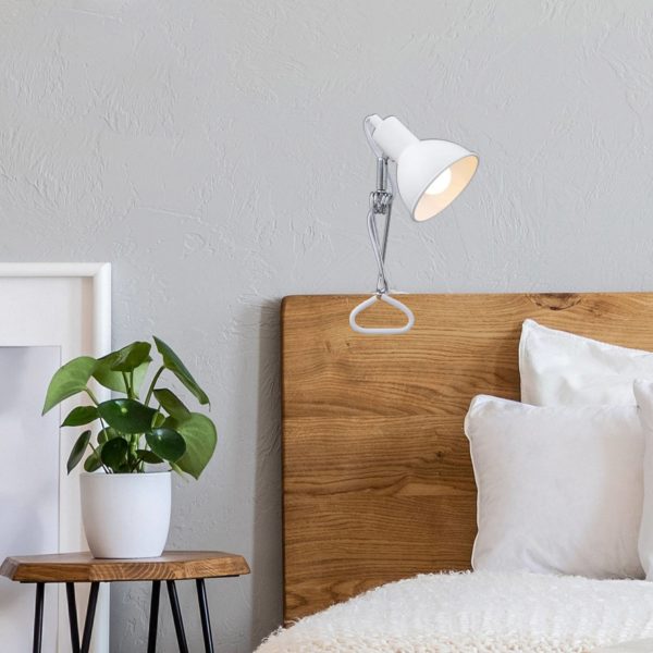 Briloner Lampe à pince Fix, abat-jour métallique, blanc Briloner