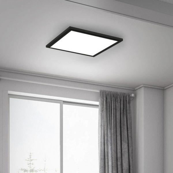 Briloner Panneau LED Simple, noir, ultraplat, 30×30 cm Briloner