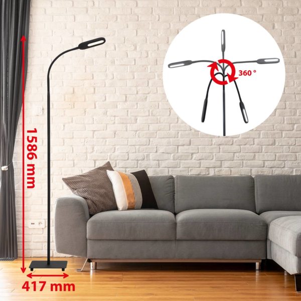 Briloner Lampe sur pied LED Office Step, intensité variable, noir Briloner