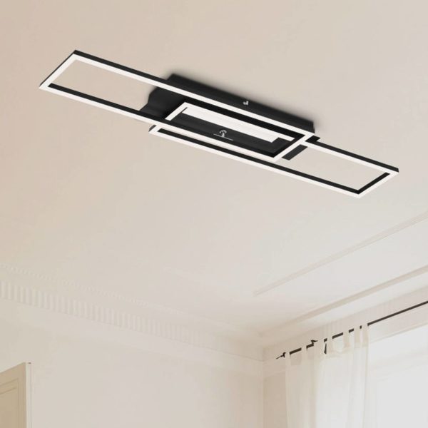 Briloner Plafonnier LED Frame Mid, 3 000 K, noir Briloner