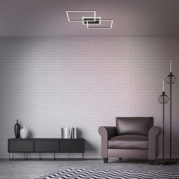 Briloner Plafonnier LED Frame à 2 lampes, CCT, noir Briloner