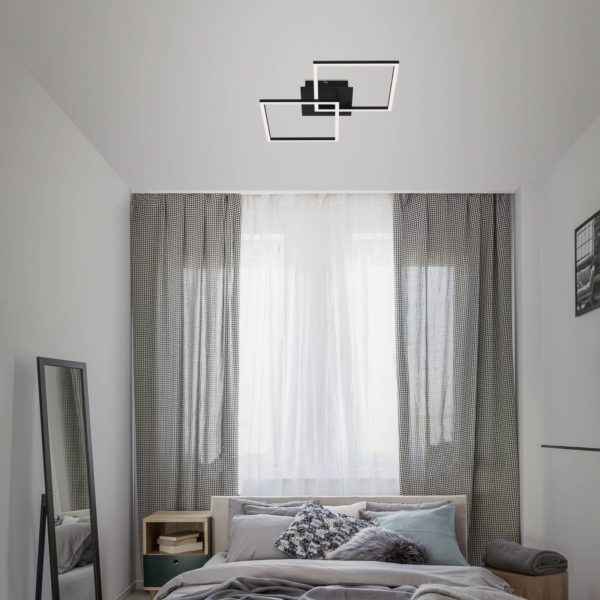 Briloner Plafonnier LED Frame 2 lampes Switch dim noir Briloner