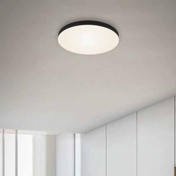 Briloner Plafonnier LED Flame, Ø 28,7 cm, noir Briloner