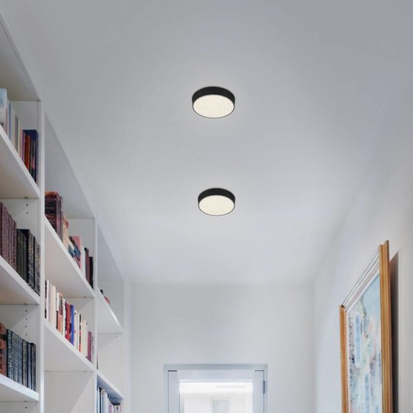 Briloner Plafonnier LED Flame Star, Ø 15,7 cm, noir Briloner