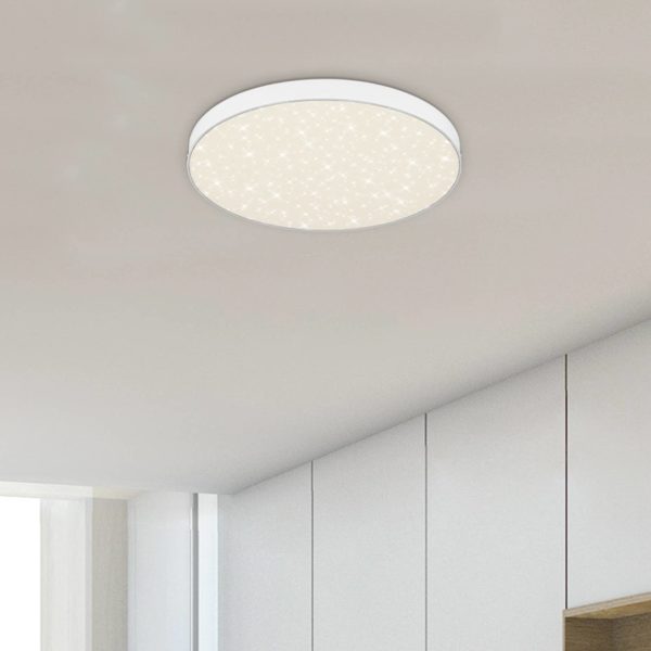 Briloner Plafonnier LED Flame Star, Ø 28,7 cm, blanc Briloner