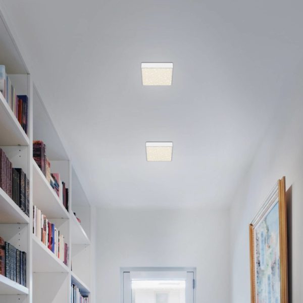 Briloner Plafonnier LED Flame Star, 15,7 x 15,7 cm blanc Briloner