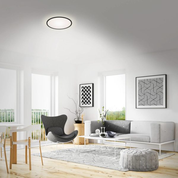 Briloner Plafonnier LED Lana, effet backlighter Ø28 noir Briloner
