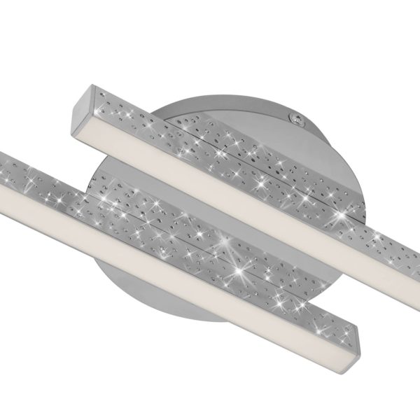 Briloner Plafonnier Rey effet scintillant, 2 lampes, chromé Briloner