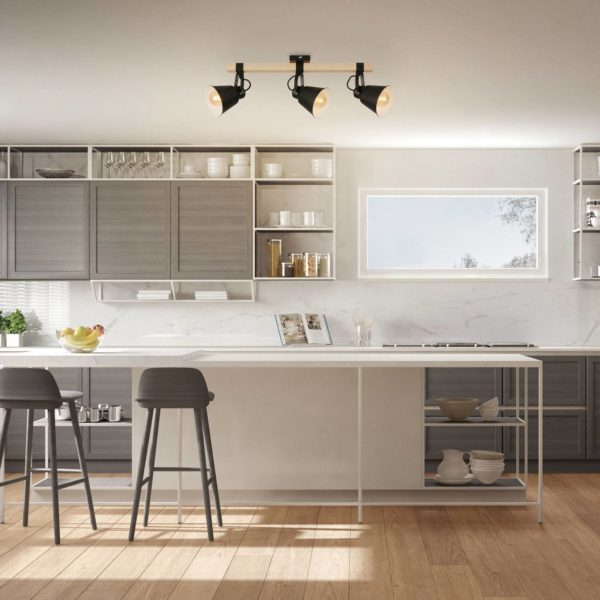 Briloner Plafonnier Talle Vintage, à trois lampes, noir Briloner