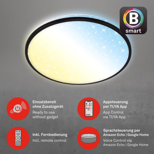 Briloner Plafonnier LED Ivy Sky S, décor étoiles, Ø 49 cm Briloner